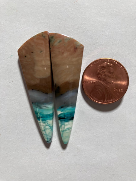 Blue Opal with Wood Pair V434