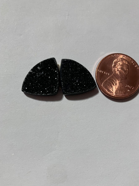 X 53 Dyed Black Drusy Pair