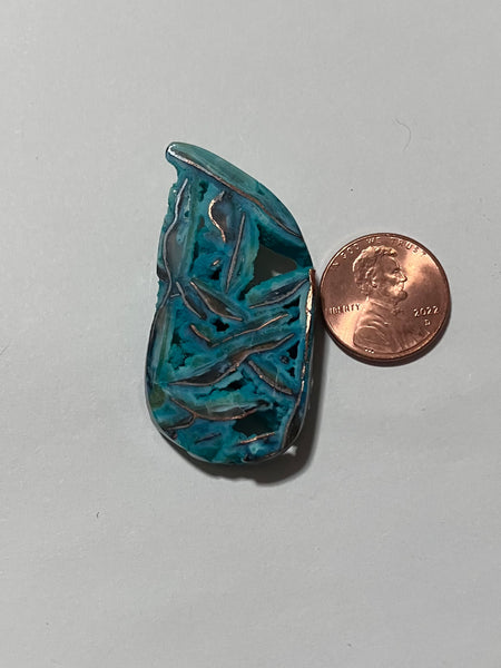 V 655 Blue Opal Native Copper Pendant