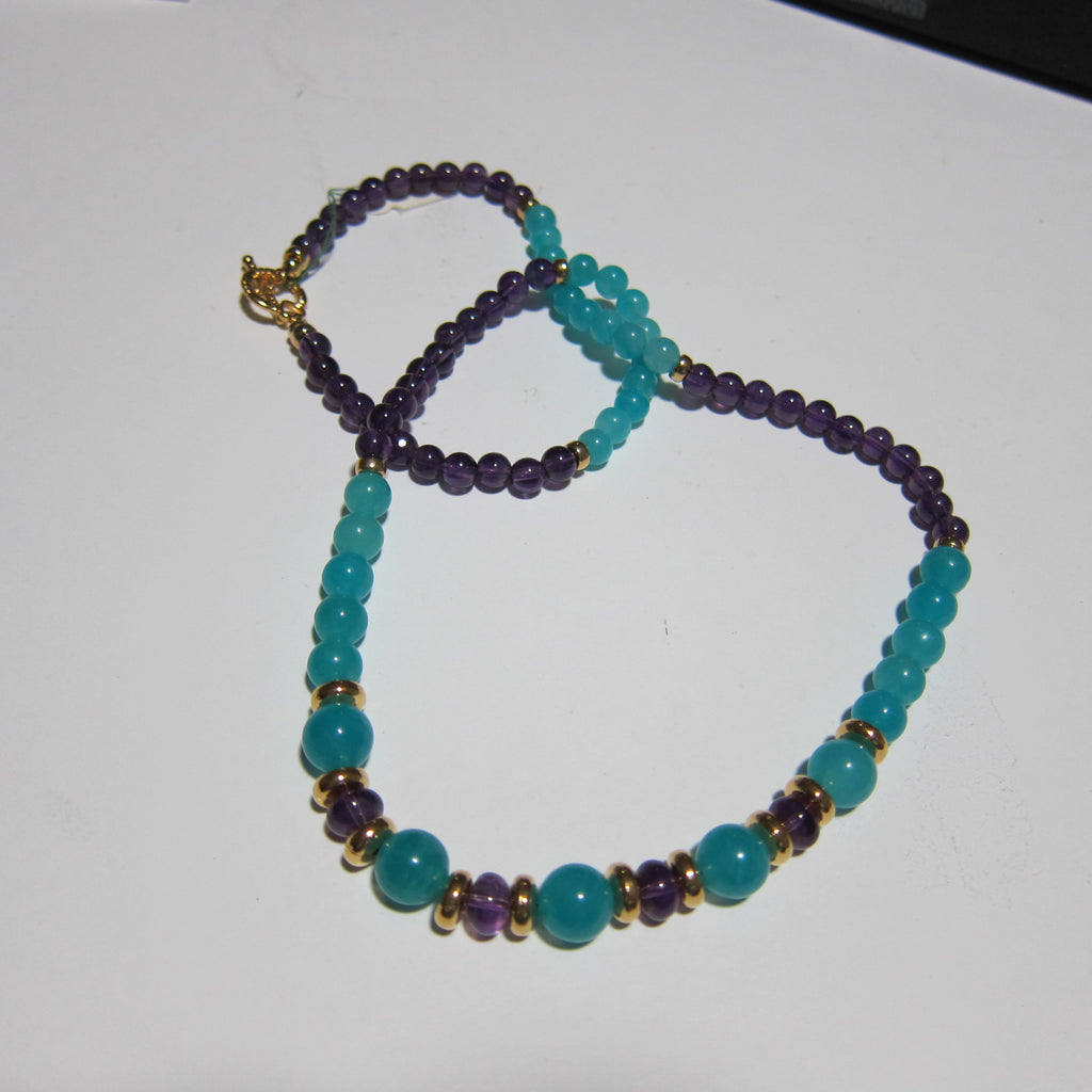 Amazonite and Amethyst Necklace -J 7